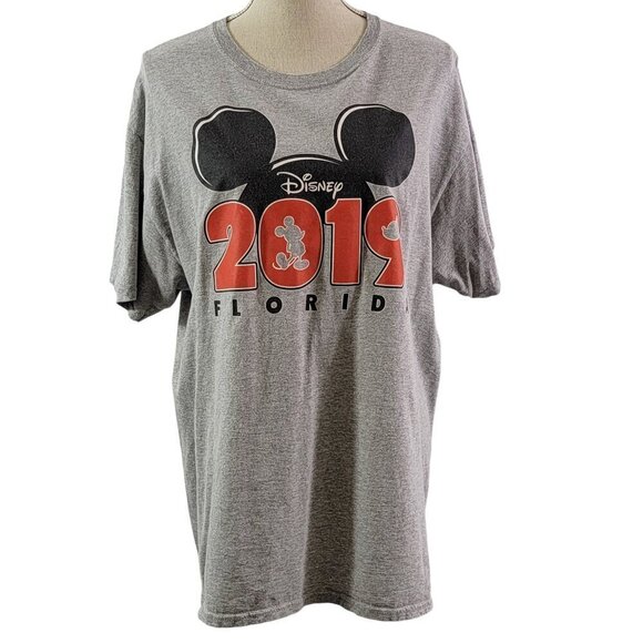 Disney Men's Mickey Mouse Ears 2019 Florida Crew Neck Gray T-Shirt – Size Large - Picture 1 of 12